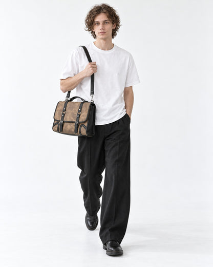 Distressed Buckle Satchel Bag