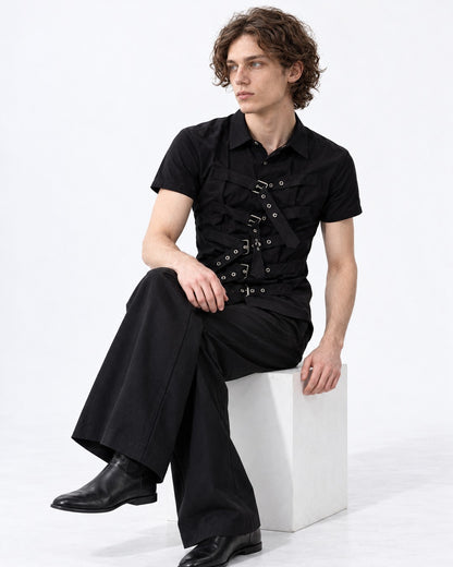 Diagonal Strap Eyelet Shirt