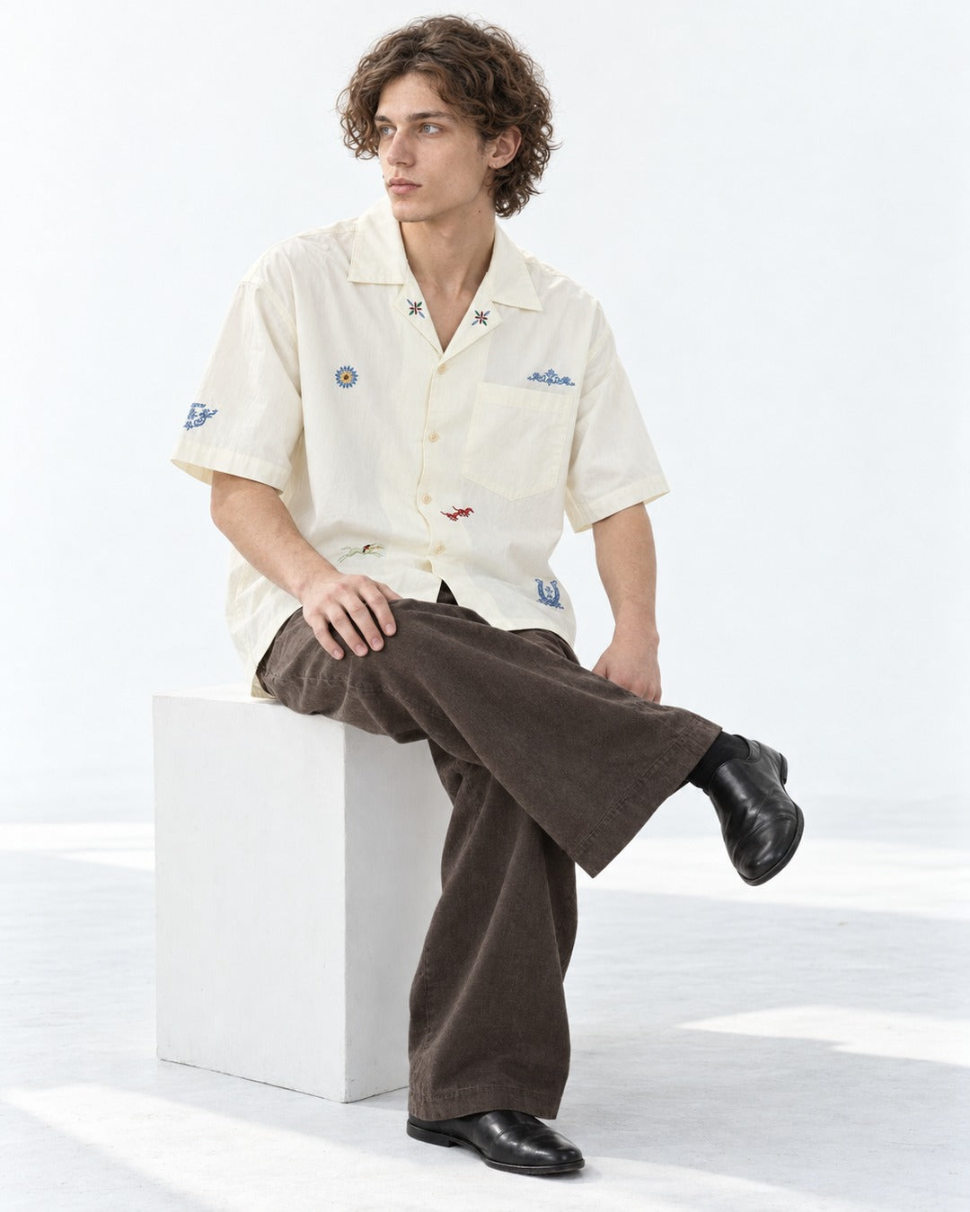 Camp Collar Embroidered Shirt