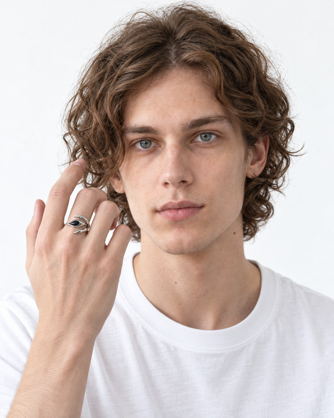 Clawed Black Stone Open Ring