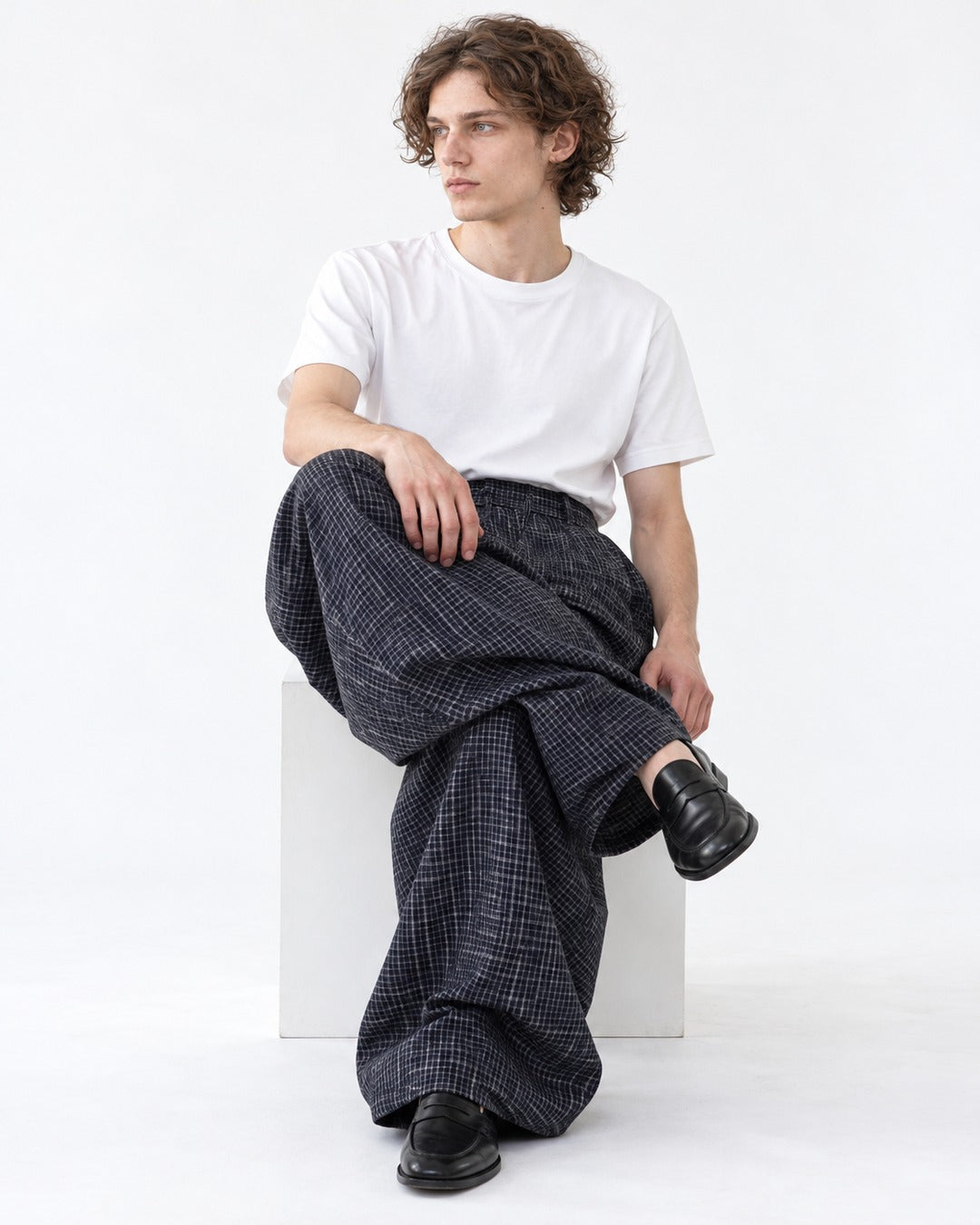 Plaid Wide-Leg Pants