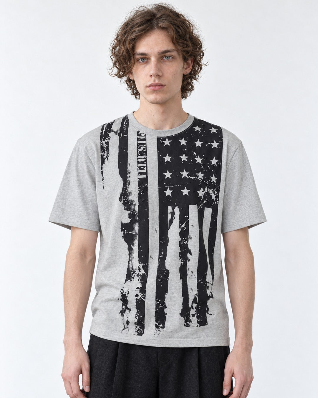 Flag Print Cotton T-Shirt