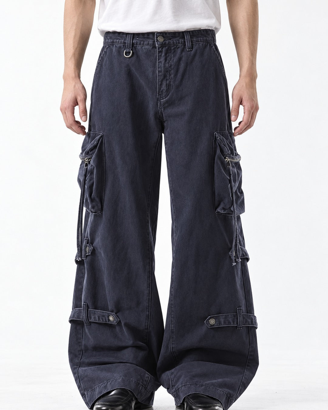 Strap Detail Zip Pocket Cargo Pants