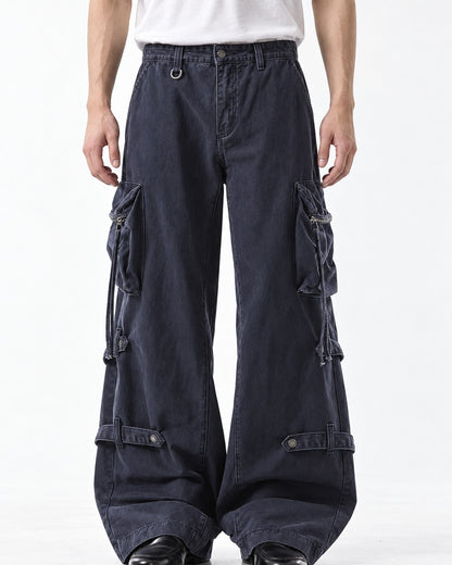 Strap Detail Zip Pocket Cargo Pants