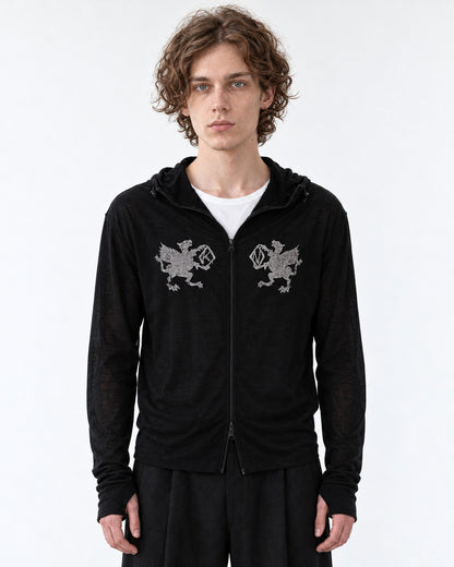 Gargoyle Print Zip Hooded Jacket