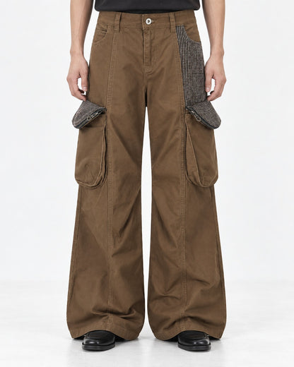 Corduroy Collar Denim Jacket and Cargo Pants Set