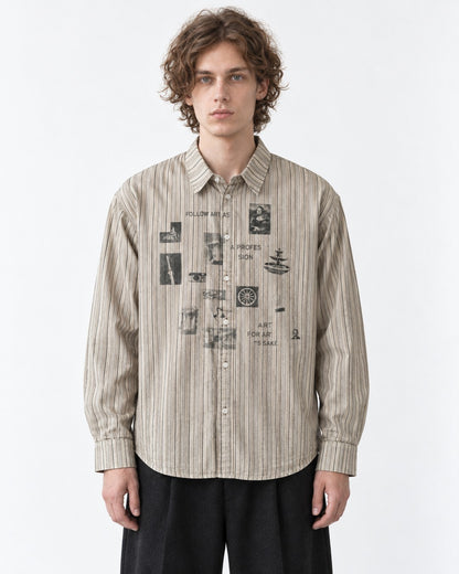 Striped Art-Collage Shirt