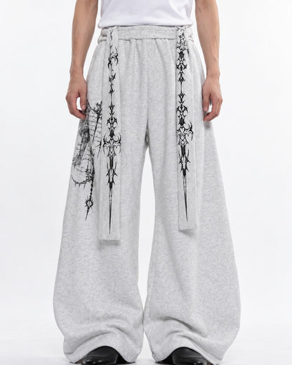 Thorn Print Lace-Up Sweatpants