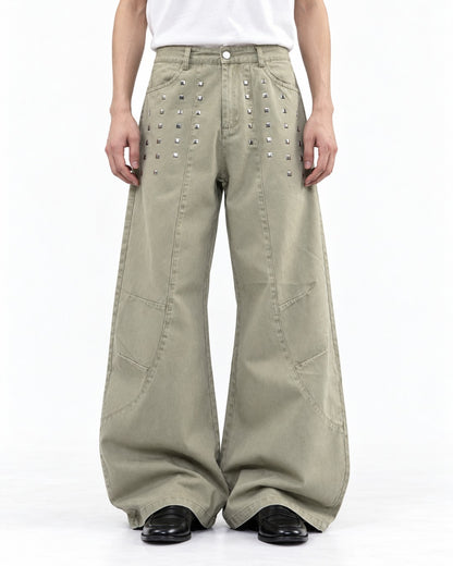 Studded Wide Leg Denim Pants