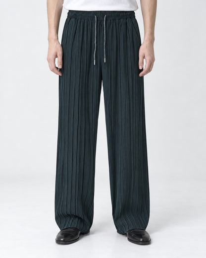 Pleated Drawstring Wide-Leg Pants