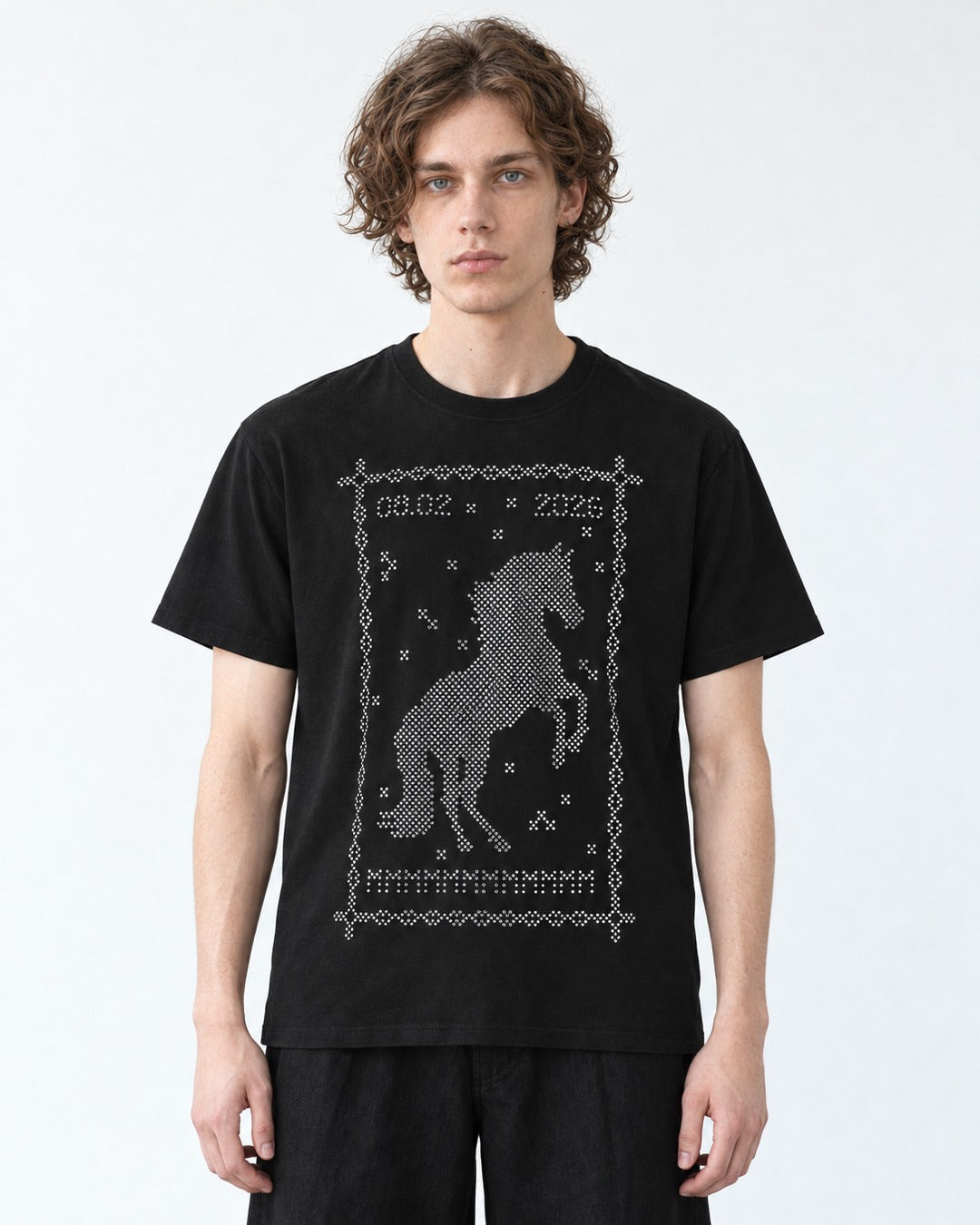 Dotted Horse Graphic Crew Neck T-Shirt