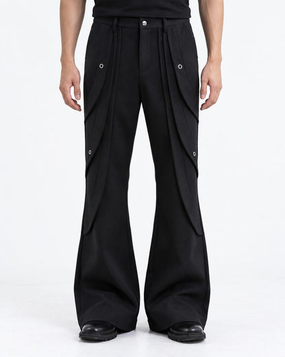 Layered Drape Panel Flared Pants