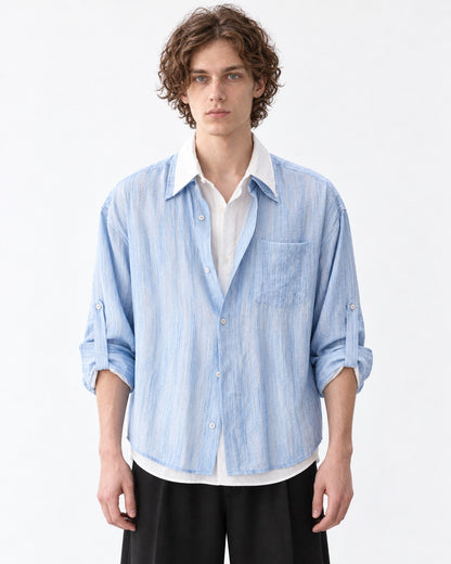 Streaked Dye Layered Collar Shirt