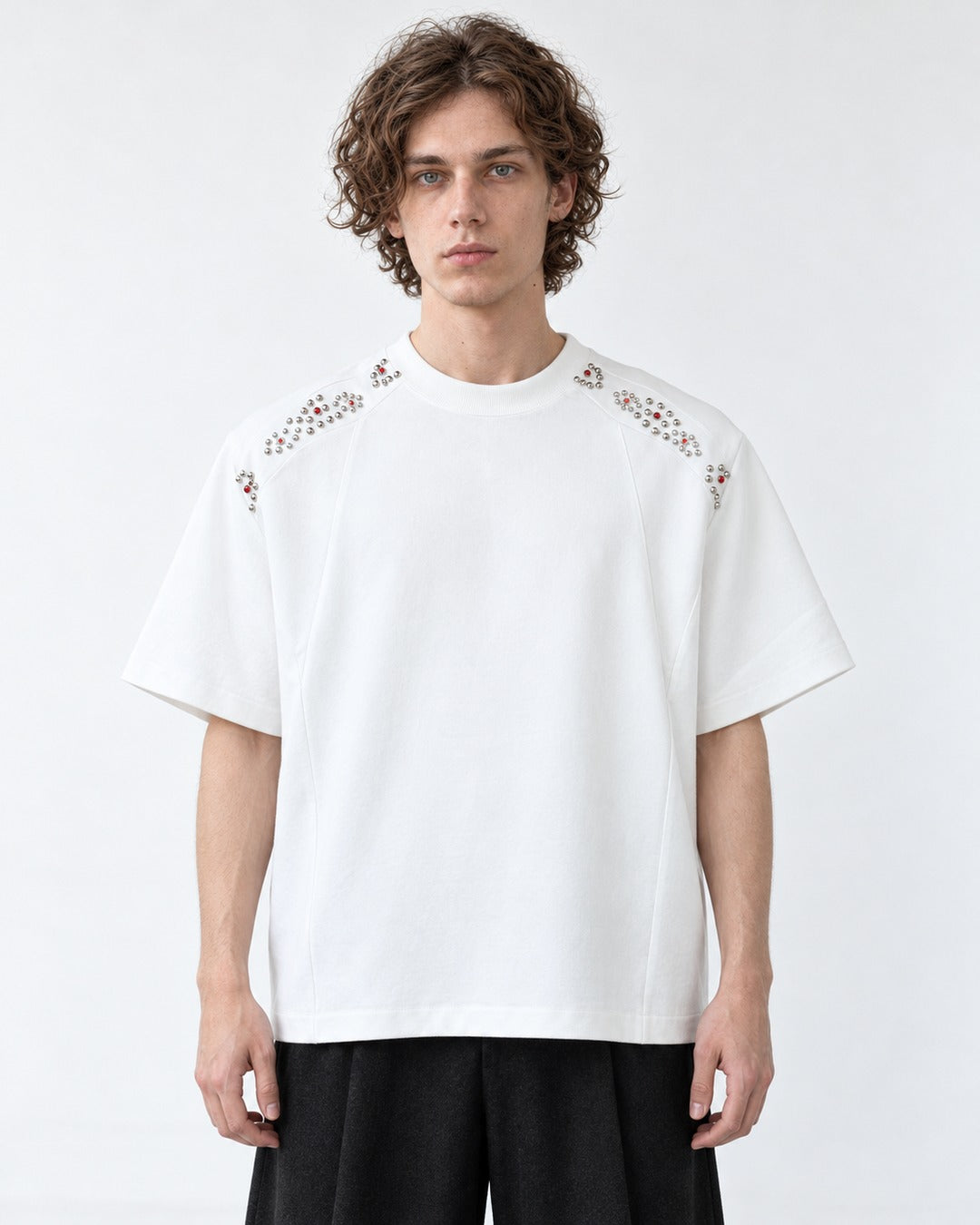 Stud and Gem Shoulder T-Shirt