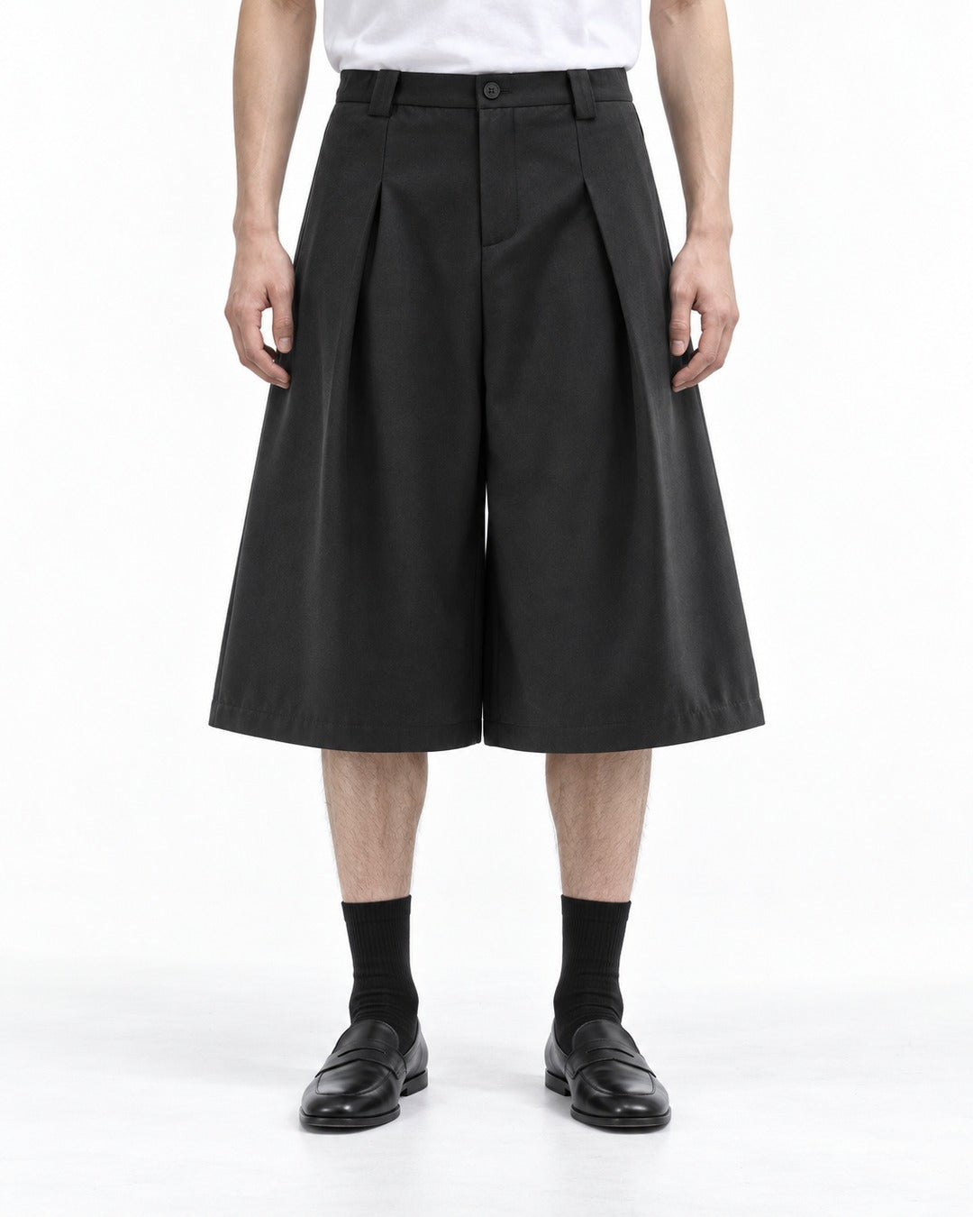Deep Pleat Flared Cropped Trousers