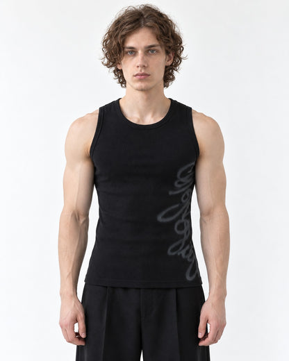 Ribbed Tank with Script Print