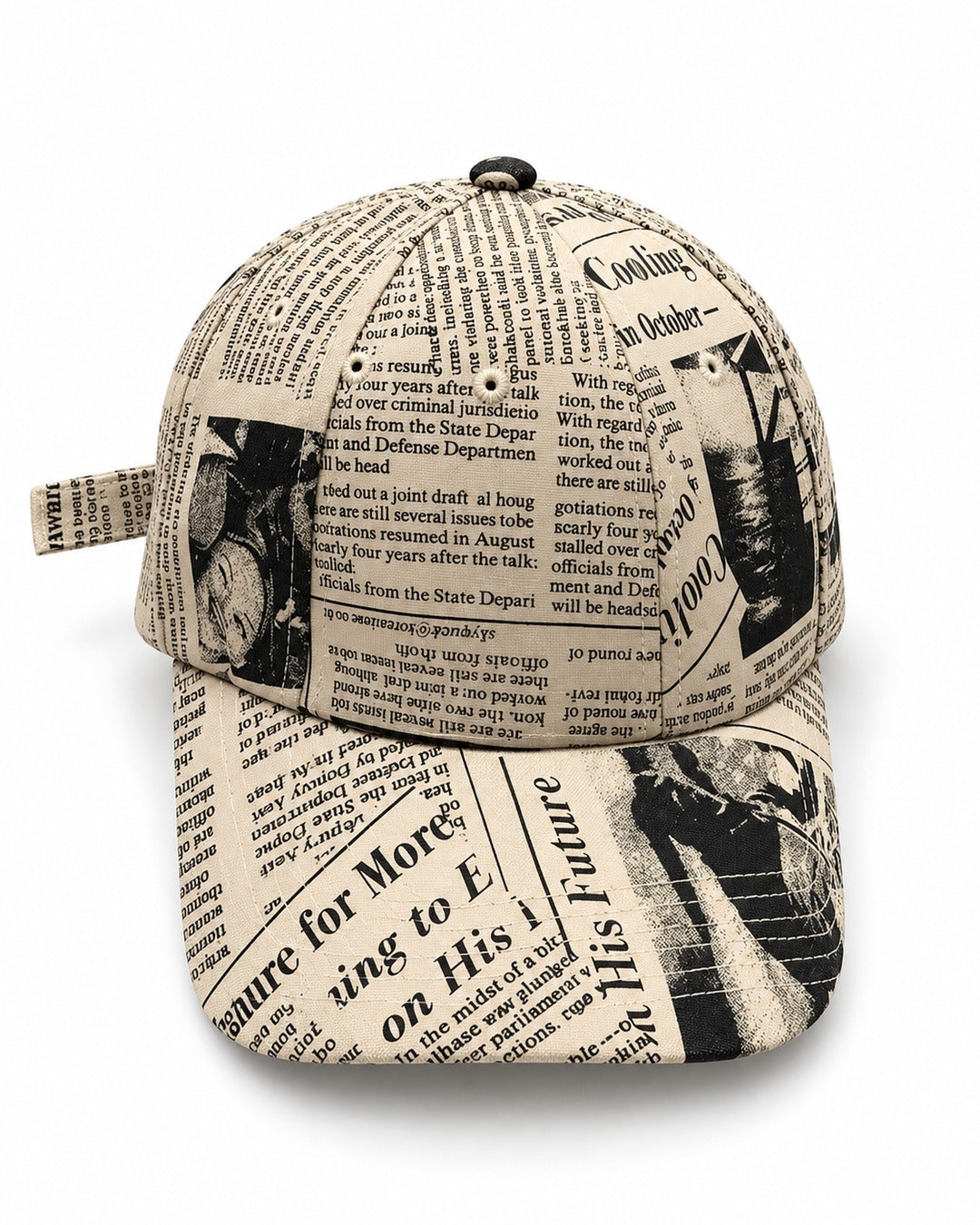 Newspaper Print Baseball Cap
