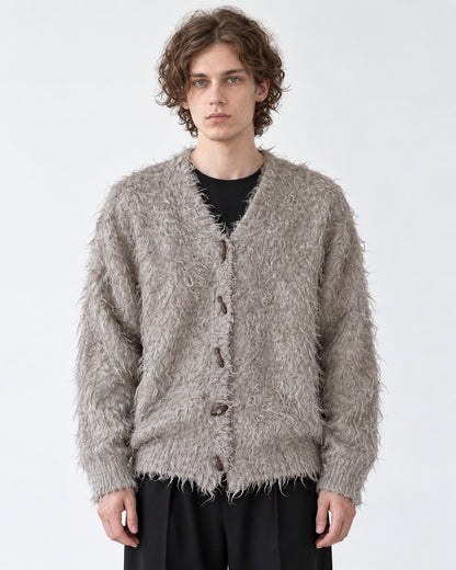 Frayed Hem Shaggy V-Neck Cardigan