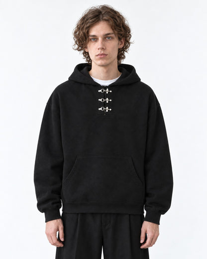 Triple Clasp Neck Hoodie