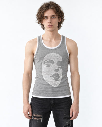 Sequin Face Graphic Layered Tank