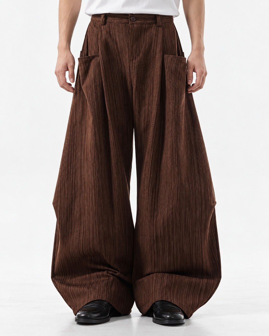 Textured Barrel Wide-Leg Pants