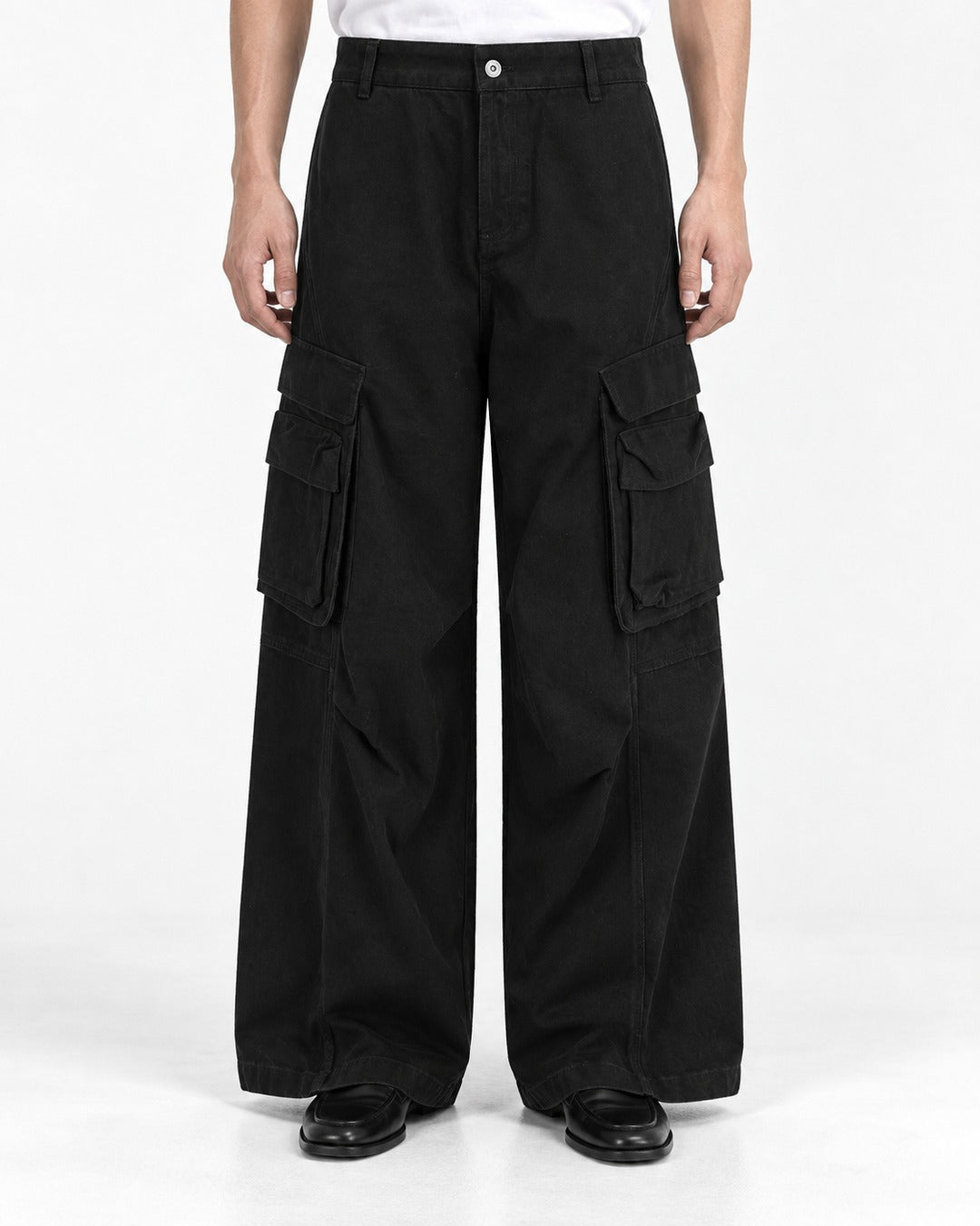 Vivid Orange Wide-Leg Cargo Pants