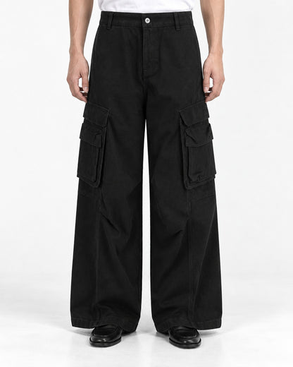 Vivid Orange Wide-Leg Cargo Pants