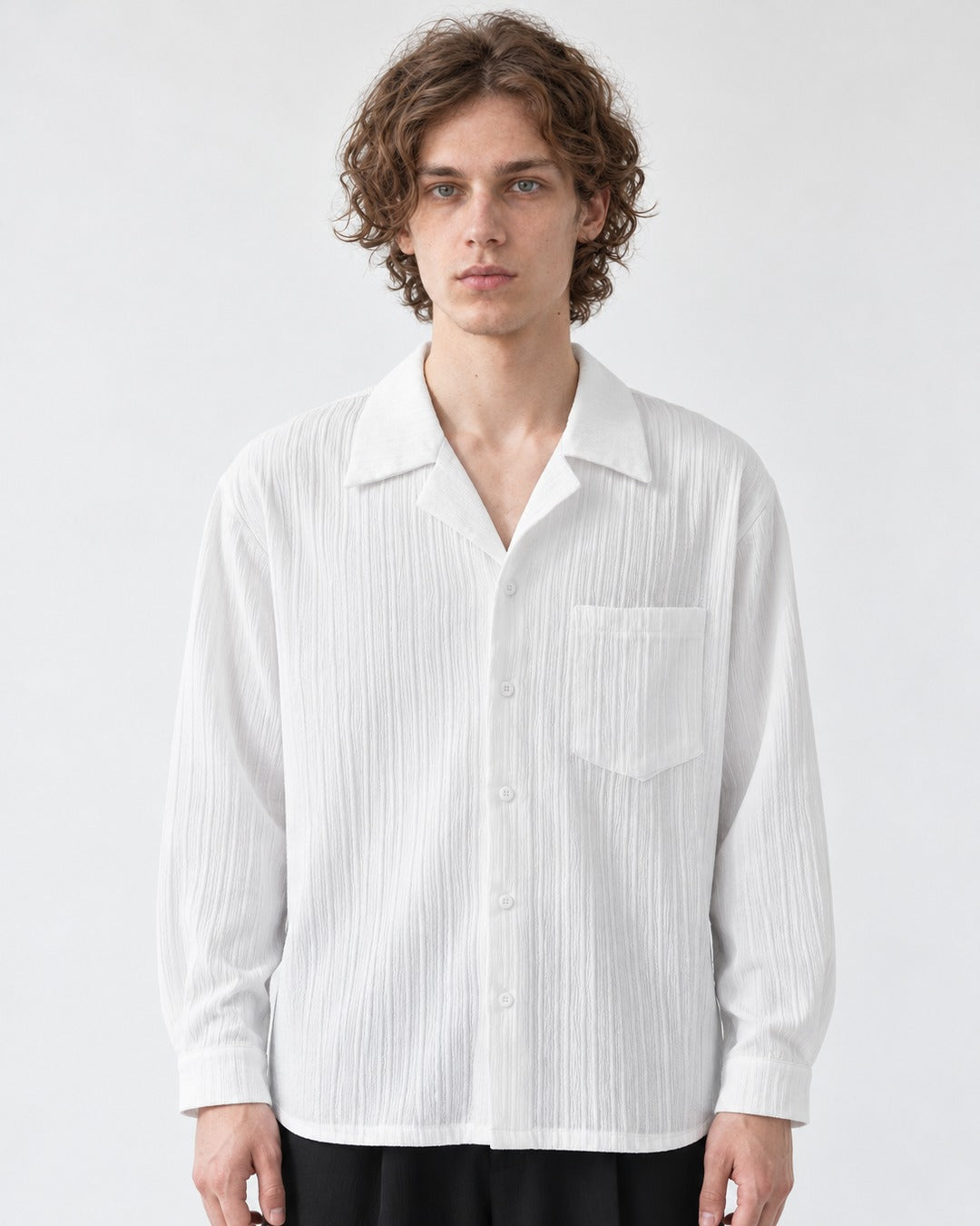 Textured Camp Collar Shirt