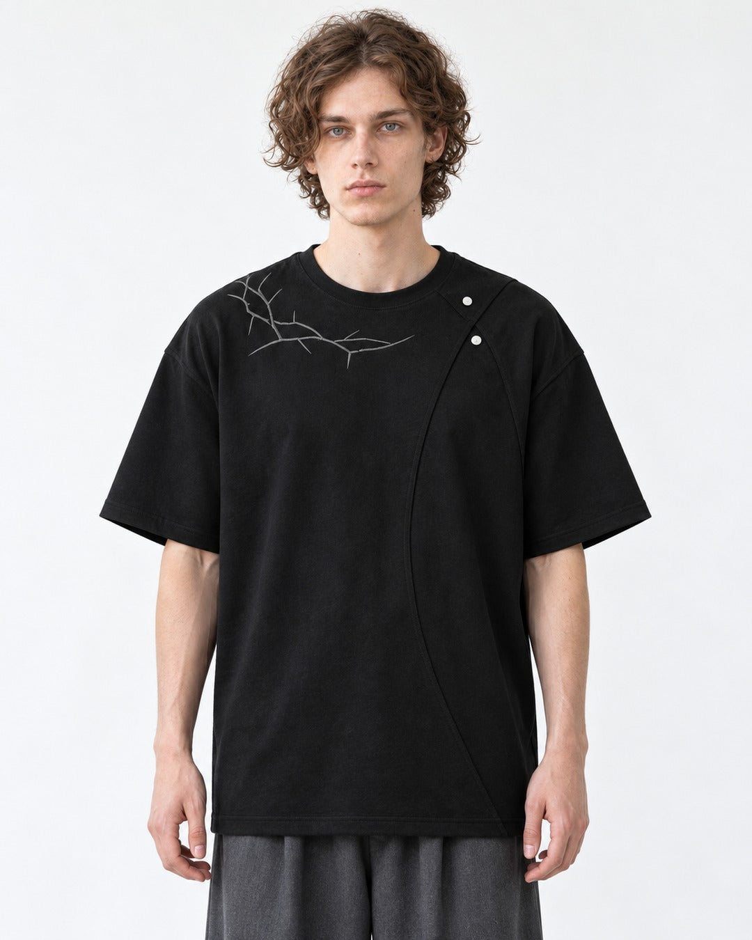 Tee with Barbed-Wire Embroidery