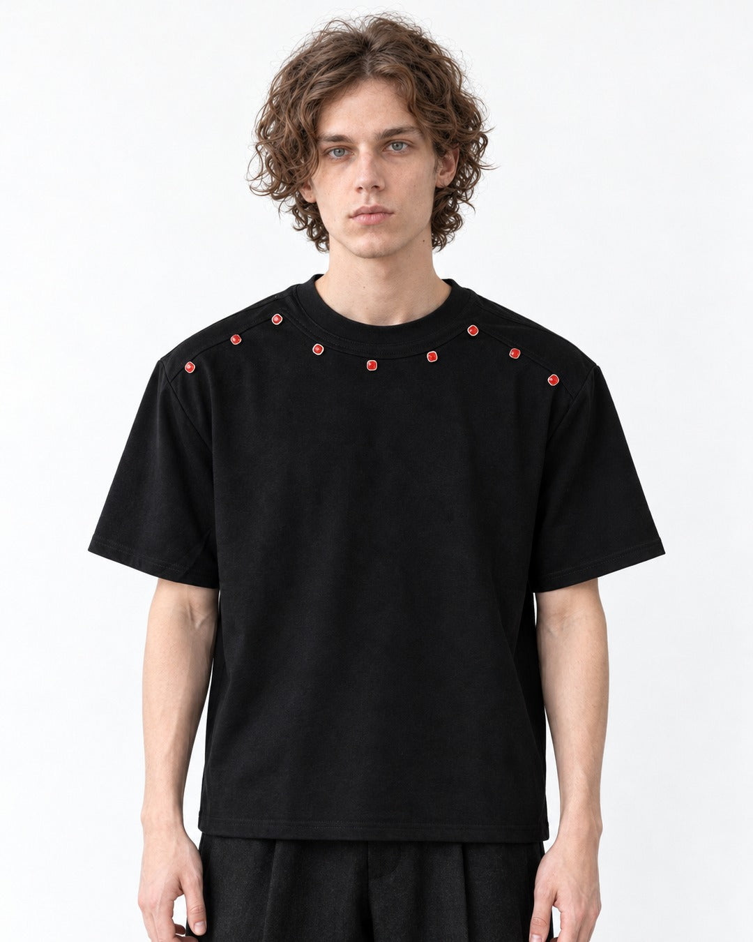Red Gem Neckline T-Shirt