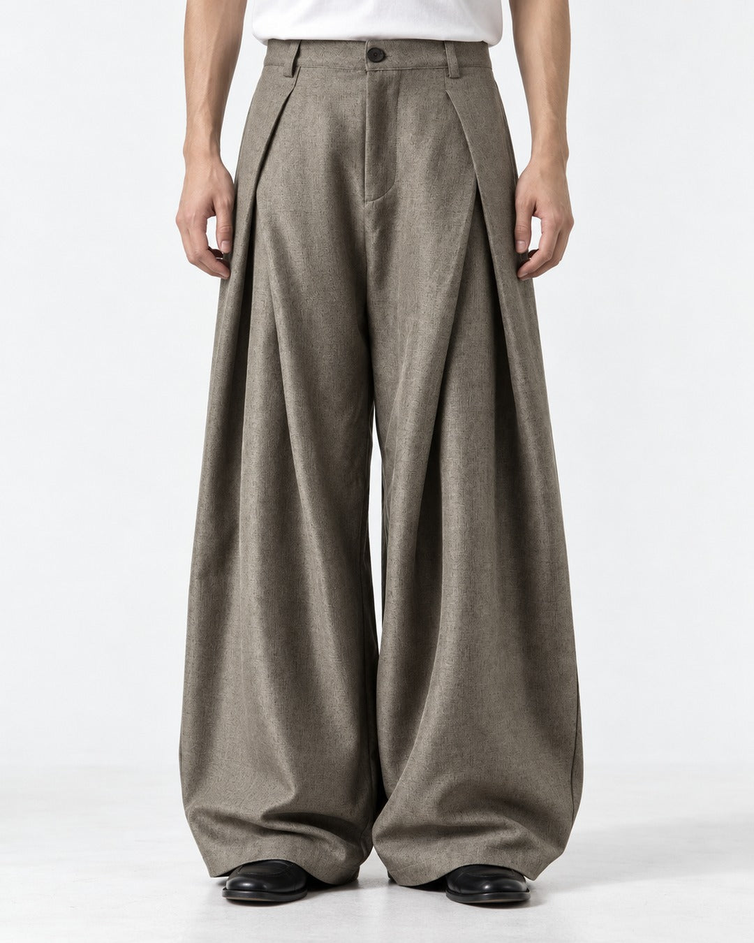 Deep-Pleat Wide Trousers