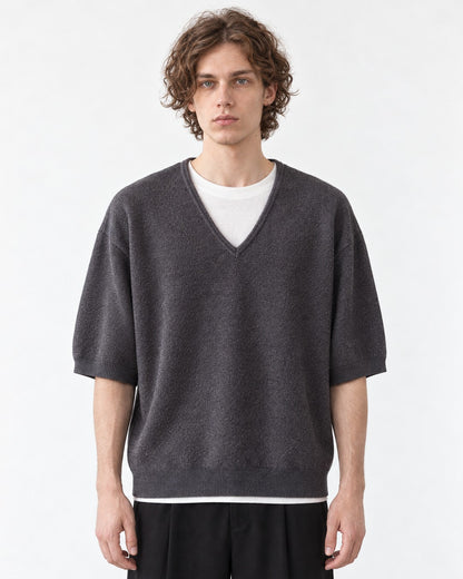Layered V-Neck Short Sleeve Knit Top