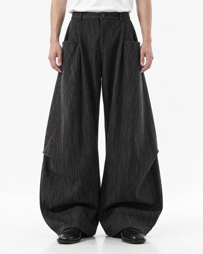 Textured Barrel Wide-Leg Pants