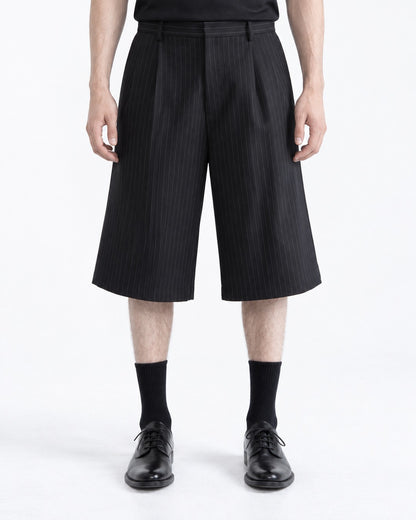 Pinstripe Stand Collar Zip Jacket and Wide Pants Set