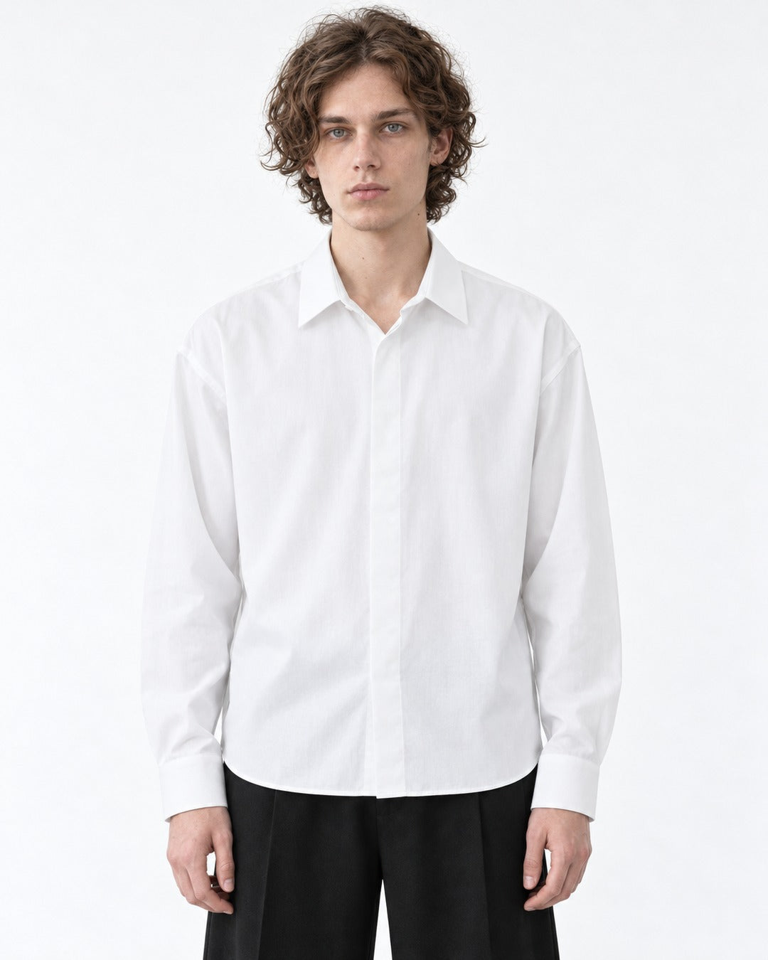 Hidden-Placket Relaxed Shirt