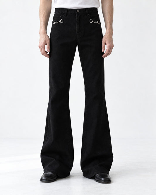 Chain-Link Flared Trousers
