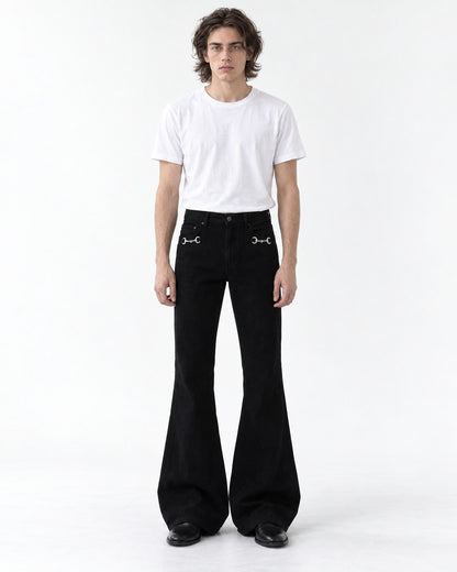 Chain-Link Flared Trousers