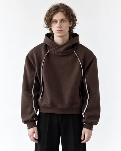 Asymmetric Piped Hoodie