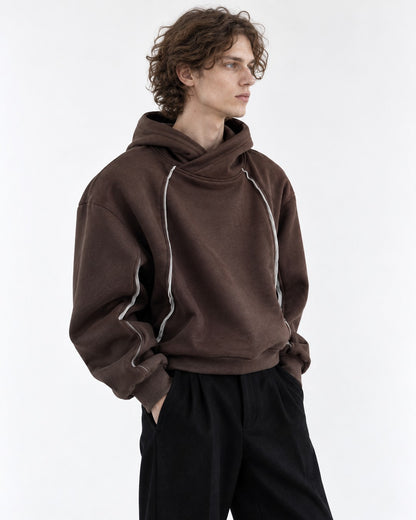Asymmetric Piped Hoodie
