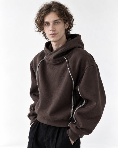 Asymmetric Piped Hoodie