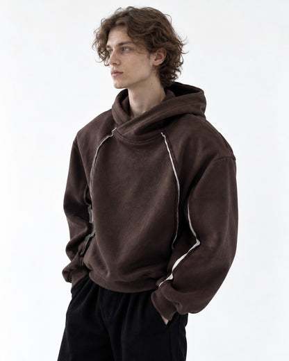 Asymmetric Piped Hoodie