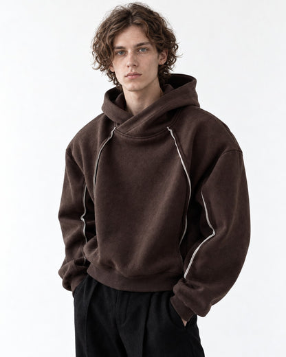 Asymmetric Piped Hoodie