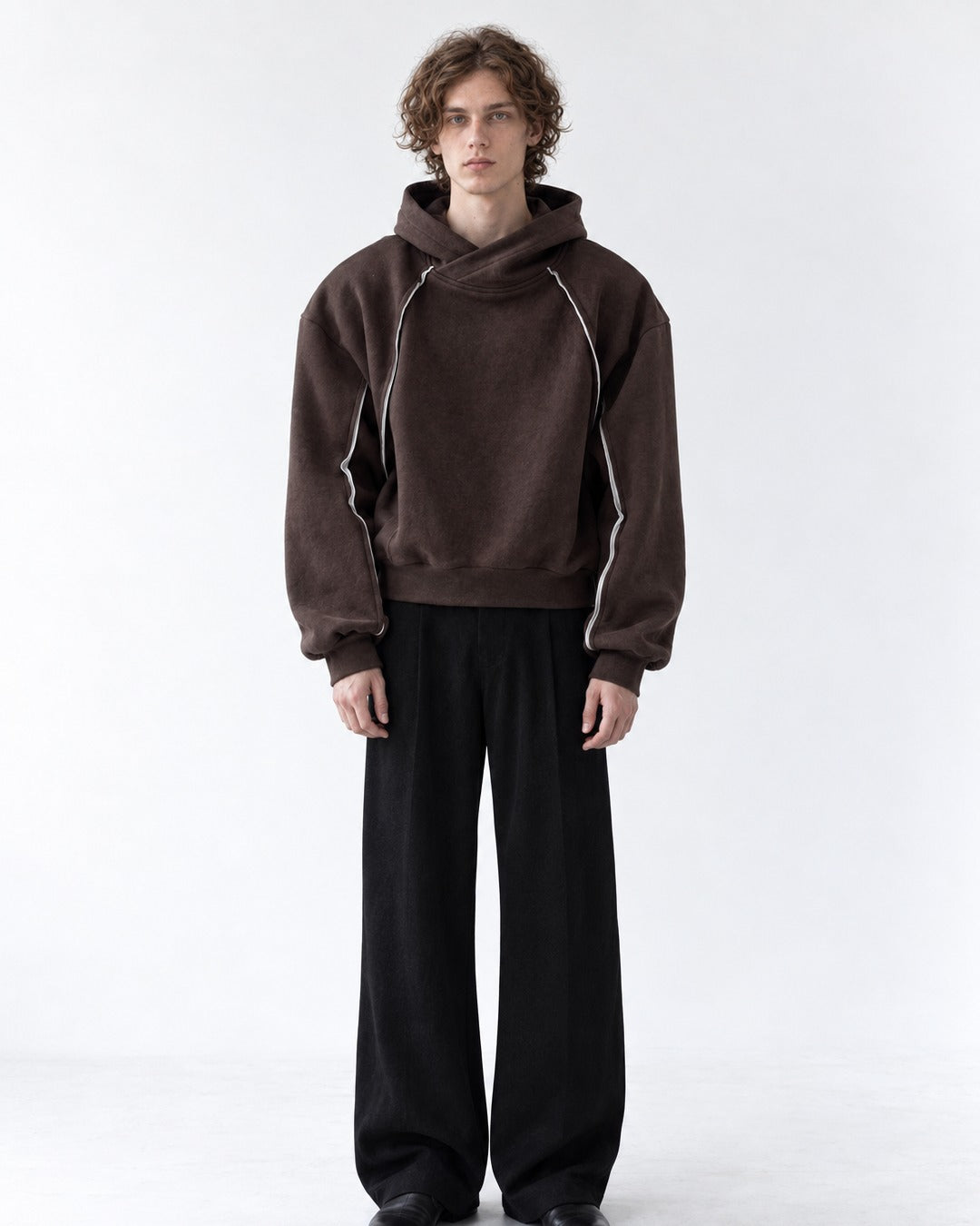 Asymmetric Piped Hoodie