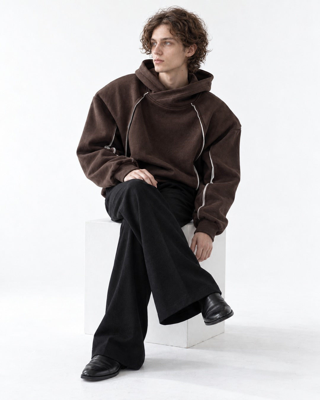 Asymmetric Piped Hoodie