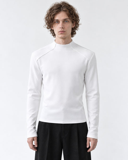 Asymmetric Stand Collar Slim-Fit Top