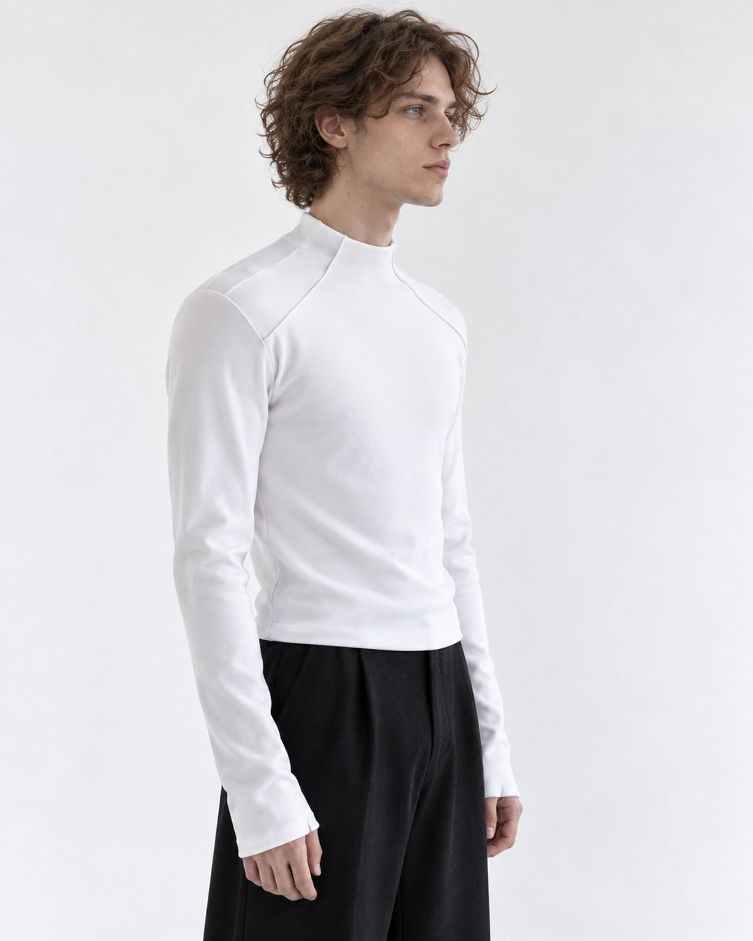 Asymmetric Stand Collar Slim-Fit Top