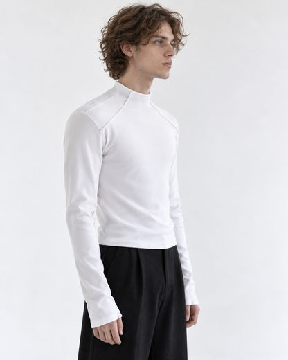 Asymmetric Stand Collar Slim-Fit Top