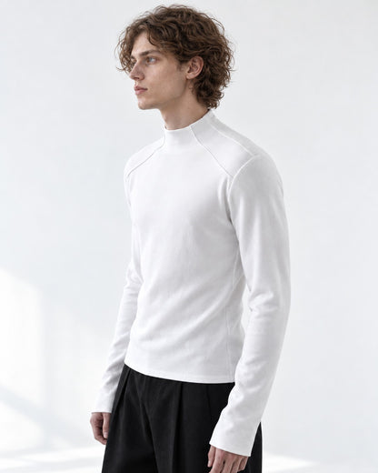 Asymmetric Stand Collar Slim-Fit Top
