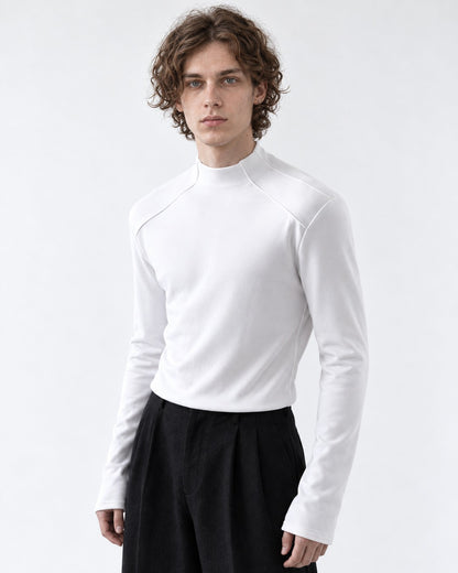 Asymmetric Stand Collar Slim-Fit Top