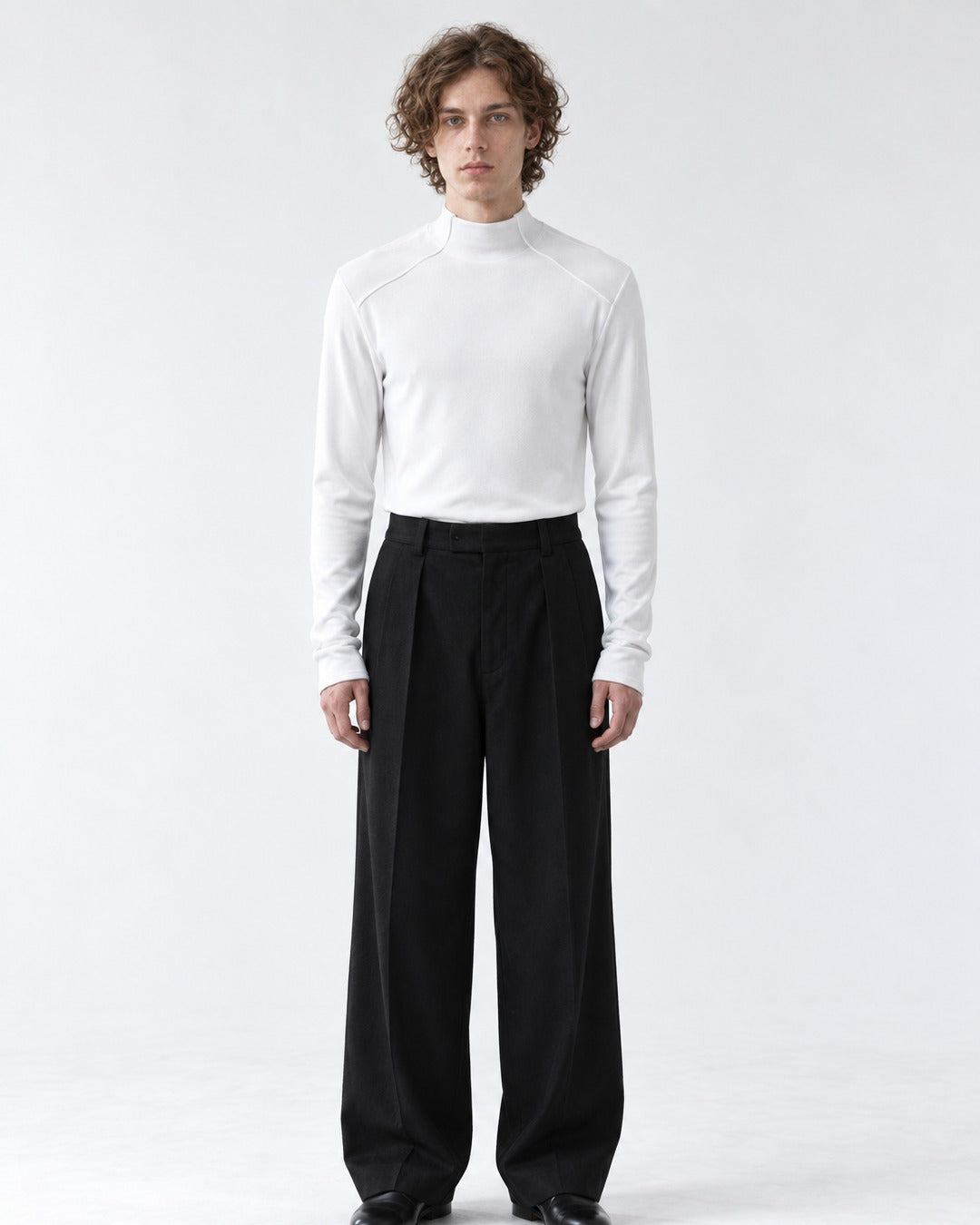 Asymmetric Stand Collar Slim-Fit Top